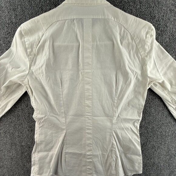 Brunello Cucinelli Women White Long Sleeve Button Up Shirt Large Cotton Blend - Picture 15 of 16